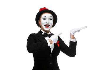 Image showing Portrait of the surprised and joyful mime 