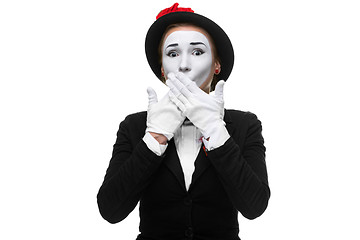 Image showing Portrait of the frightened mime 