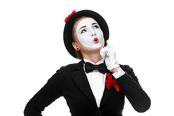 Image showing Portrait of the thoughtful and remembers mime 