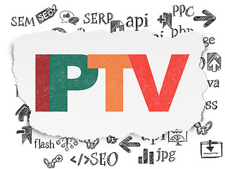 Image showing Web design concept: IPTV on Torn Paper background
