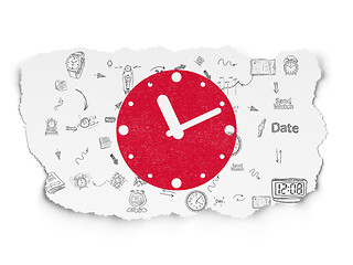 Image showing Timeline concept: Clock on Torn Paper background