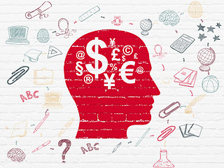 Image showing Education concept: Head With Finance Symbol on wall background