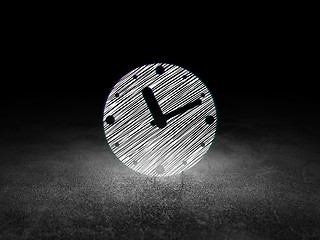 Image showing Timeline concept: Clock in grunge dark room