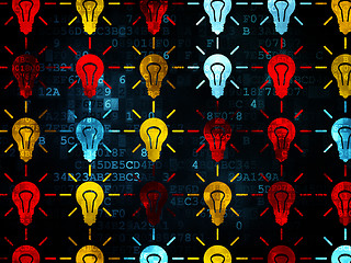 Image showing Business concept: Light Bulb icons on Digital background