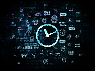 Image showing Timeline concept: Clock on Digital background