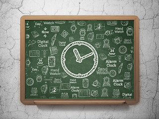 Image showing Time concept: Clock on School Board background