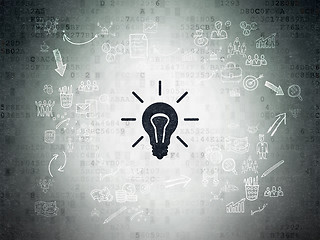 Image showing Finance concept: Light Bulb on Digital Paper background