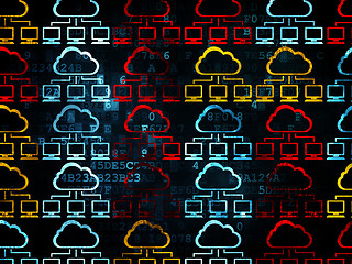 Image showing Cloud networking concept: Cloud Network icons on Digital background