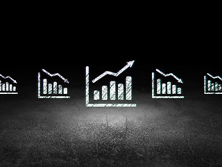 Image showing Finance concept: growth graph icon in grunge dark room