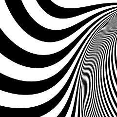 Image showing Pattern with optical illusion. Black and white background. 