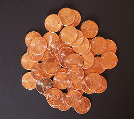 Image showing Dollar coins 1 cent wheat penny cent