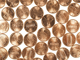 Image showing Dollar coins 1 cent wheat penny cent