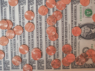 Image showing Dollar coins and notes