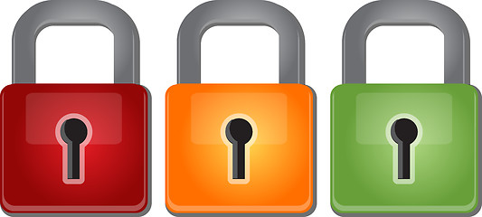 Image showing Multicolored red yellow green security lock Illustration clipart