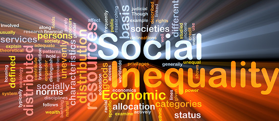 Image showing Social inequality wordcloud concept illustration glowing