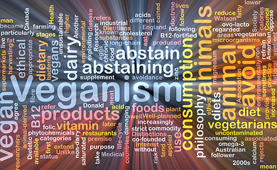 Image showing Veganism wordcloud concept illustration glowing