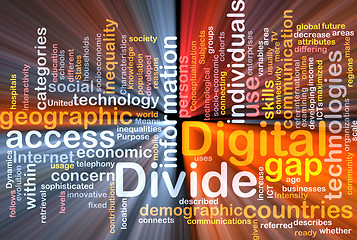 Image showing Digital divide wordcloud concept illustration glowing