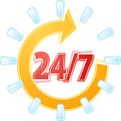 Image showing Open 24 by 7 Illustration clipart