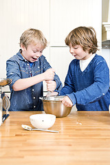 Image showing Kids having fun during a baking workshop