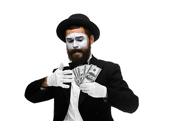 Image showing mime as businessman holding money