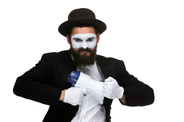 Image showing mime as business man with a megaphone