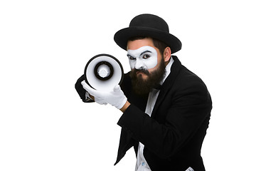 Image showing mime as business man with a megaphone