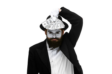 Image showing mime as businessman holding money