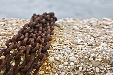 Image showing Chains on the pier
