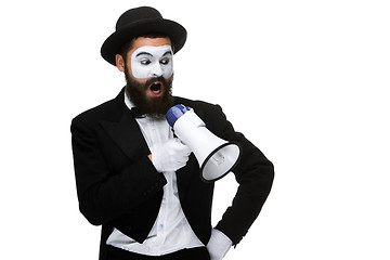 Image showing mime as business man with a megaphone