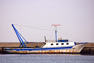 Image showing Moored fishing boat