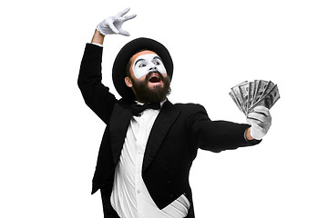 Image showing mime as a businessman screaming with delight