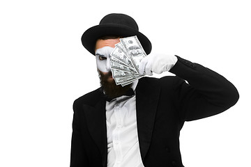 Image showing mime as businessman holding money