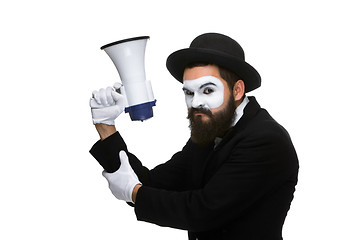 Image showing mime as business man with a megaphone