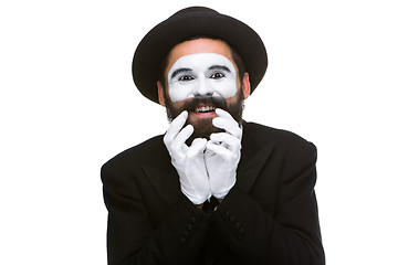 Image showing Portrait of the surprised and joyful mime 