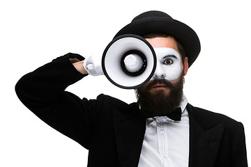 Image showing mime as business man with a megaphone