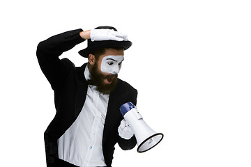 Image showing mime as business man with a megaphone