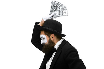 Image showing mime as a businessman screaming with delight