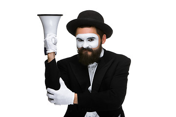 Image showing mime as business man with a megaphone