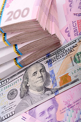 Image showing ukrainian hryvnia and american dollars