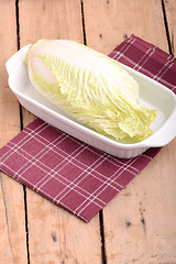 Image showing Cabbage chopped in glass bowl