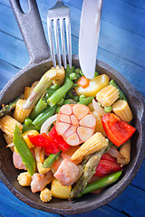 Image showing fried meat with vegetables