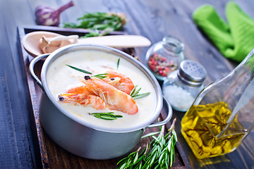 Image showing soup with shrimps