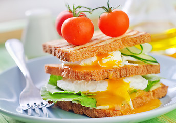 Image showing toasts with egg-poached