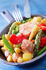 Image showing fried meat with vegetables