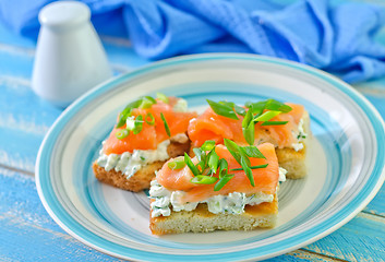 Image showing canape with salmon