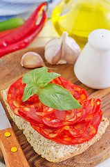 Image showing bread with salami