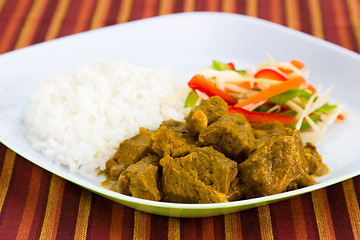 Image showing Goat Curry with Rice - Caribbean Style