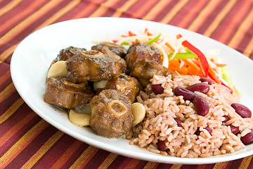 Image showing Oxtail Curry with Rice - Caribbean Style