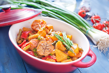 Image showing baked meat with vegetables