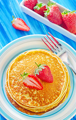 Image showing pancakes with strawberry